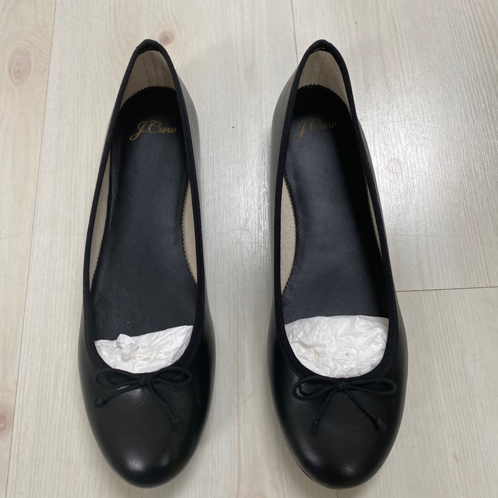 NIB J.Crew Leather Classic Ballet Flat in Black size 9.5
